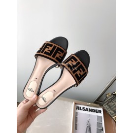 Fendi New Double F Letter Velvet Sheepskin Slippers For Women