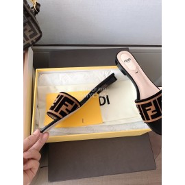 Fendi New Double F Letter Velvet Sheepskin Slippers For Women