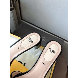 Fendi New Double F Letter Velvet Sheepskin High Heel Slippers For Women