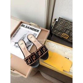 Fendi New Double F Letter Velvet Sheepskin High Heel Slippers For Women