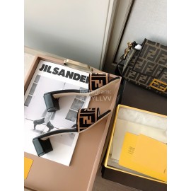 Fendi New Double F Letter Velvet Sheepskin High Heel Slippers For Women