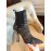 Fendi Autumn Winter Letter Printed Silk Cowhide High Heeled Boots For Women