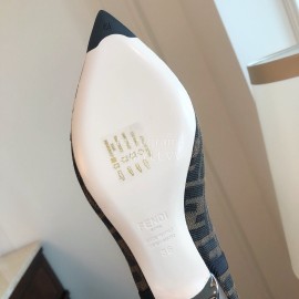 Fendi Autumn Winter New Letter Printed Silk Cowhide High Heeled Boots For Women