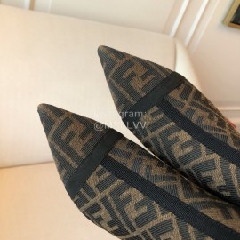 Fendi Autumn Winter New Letter Printed Silk Cowhide High Heeled Boots For Women