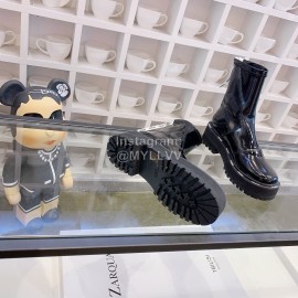 Fendi Autumn And Winter New Patent Leather Martin Boots  For Women 
