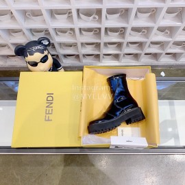 Fendi Autumn And Winter New Patent Leather Martin Boots  For Women 