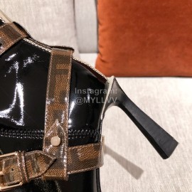 Fendi Autumn Winter New Patent Leather Pointed Boots For Women 