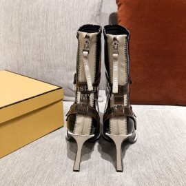 Fendi Autumn Winter New Patent Leather Pointed Boots For Women 