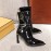 Fendi Autumn Winter New Black Patent Leather Pointed Boots For Women 