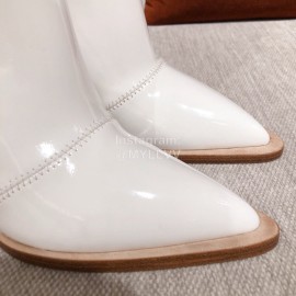 Fendi Autumn Winter New White Patent Leather Pointed Boots For Women 