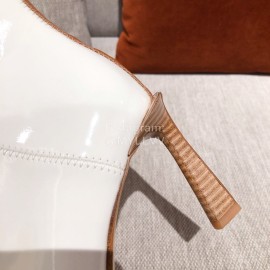 Fendi Autumn Winter New White Patent Leather Pointed Boots For Women 