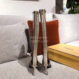 Fendi Autumn Winter New Black Patent Leather Pointed Long Boots For Women 