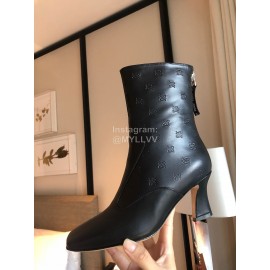 Fendi Fashion Black Embossed High Heel Boots For Women 