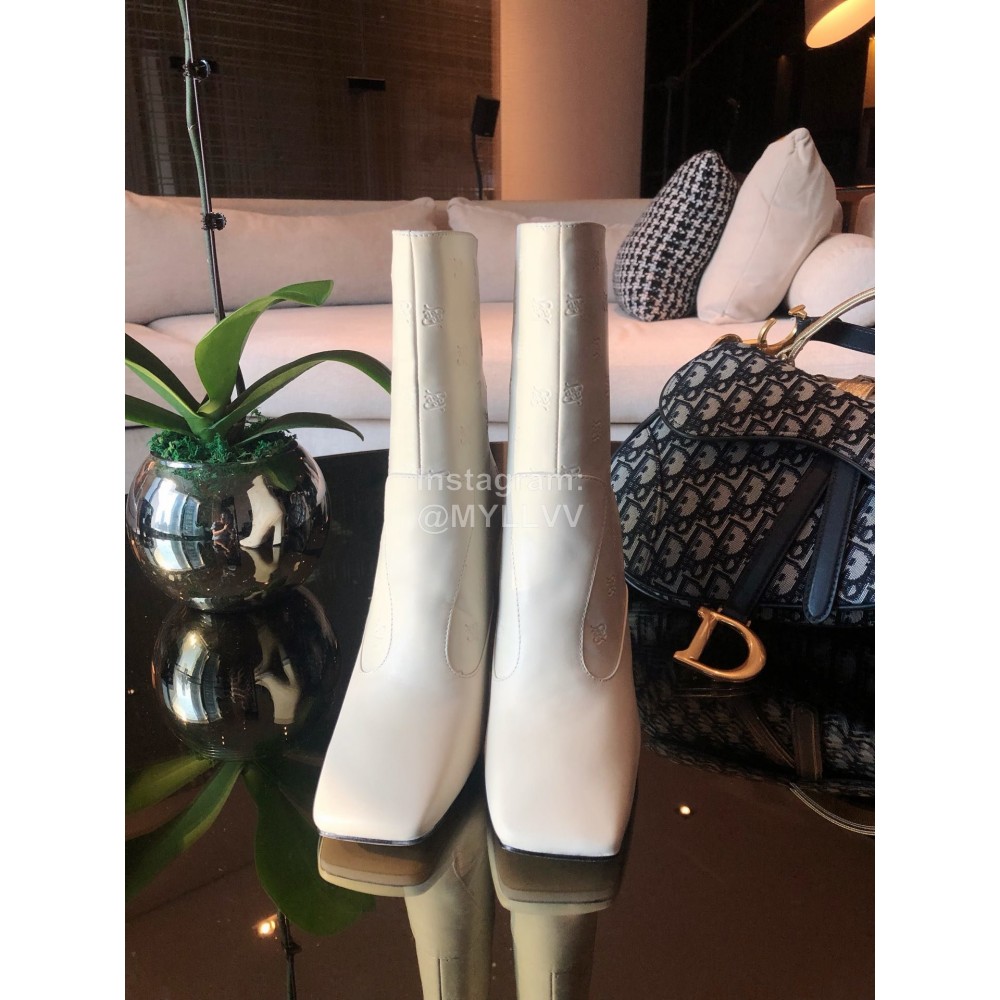 Fendi Fashion Embossed White High Heel Boots For Women 