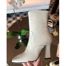 Fendi Fashion Embossed White High Heel Boots For Women 