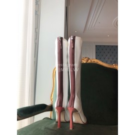 Fendi Fashion Smooth Leather Pointed High Heel Boots For Women White