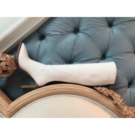 Fendi Fashion Smooth Leather Pointed High Heel Boots For Women White