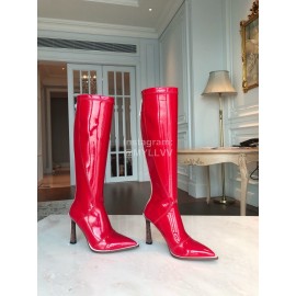 Fendi Fashion Smooth Leather Pointed High Heel Boots For Women Red