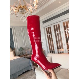 Fendi Fashion Smooth Leather Pointed High Heel Boots For Women Red