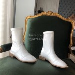Fendi Fashion Smooth Leather Pointed Flat Heel Boots For Women White