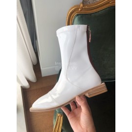Fendi Fashion Smooth Leather Pointed Flat Heel Boots For Women White