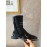 Fendi Fashion Smooth Leather Pointed Flat Heel Boots For Women Black