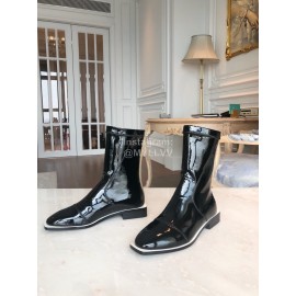 Fendi Fashion Smooth Leather Pointed Flat Heel Boots For Women Black