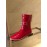 Fendi Fashion Smooth Leather Pointed Flat Heel Boots For Women Red
