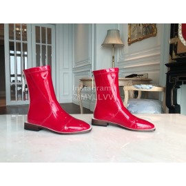 Fendi Fashion Smooth Leather Pointed Flat Heel Boots For Women Red