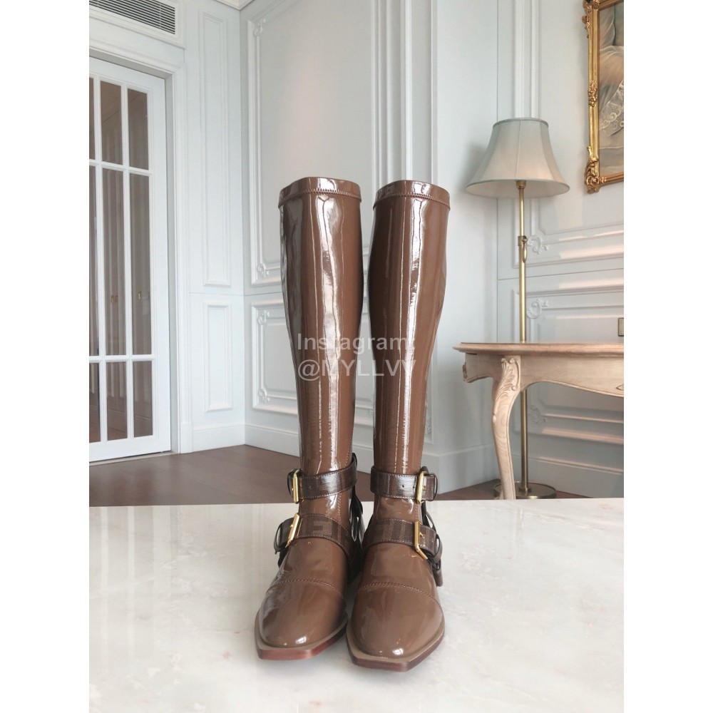 Fendi Fashion Smooth Leather Pointed Flat Heel Long Boots For Women 