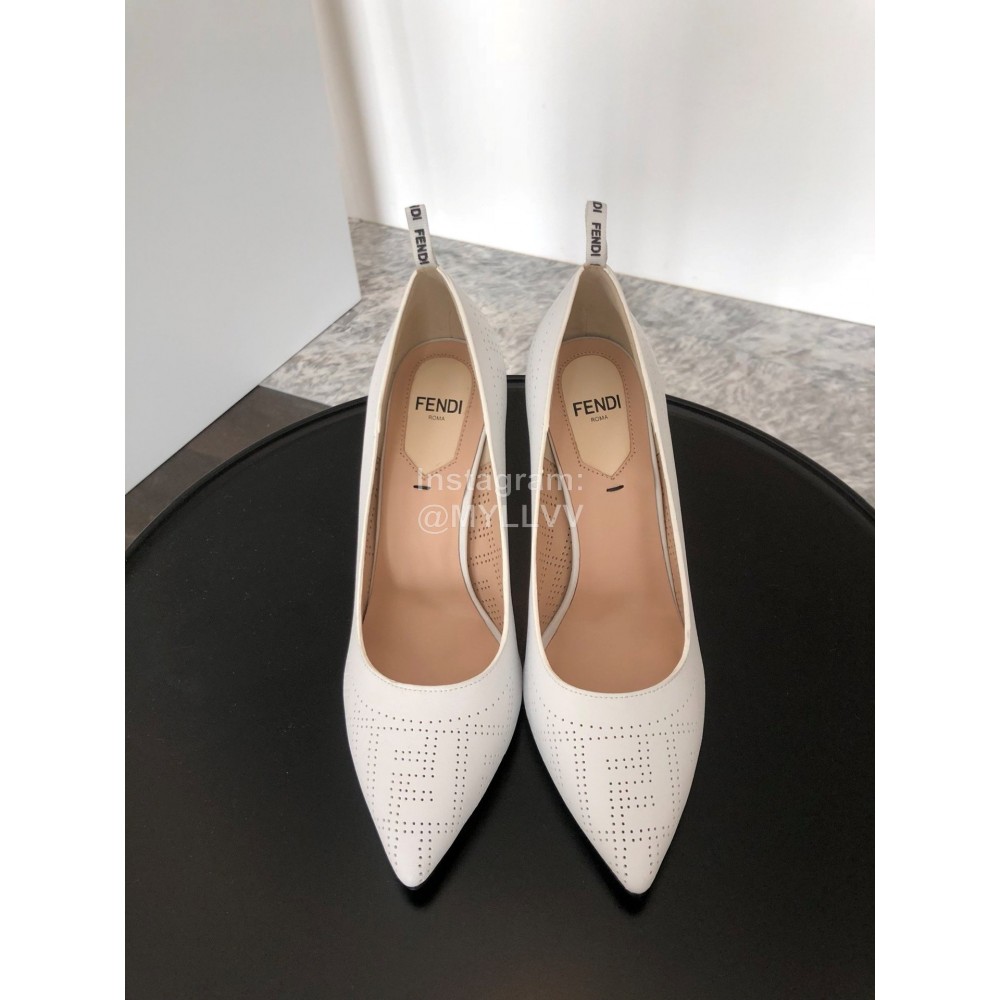Fendi New Calf Leather High Heels For Women White