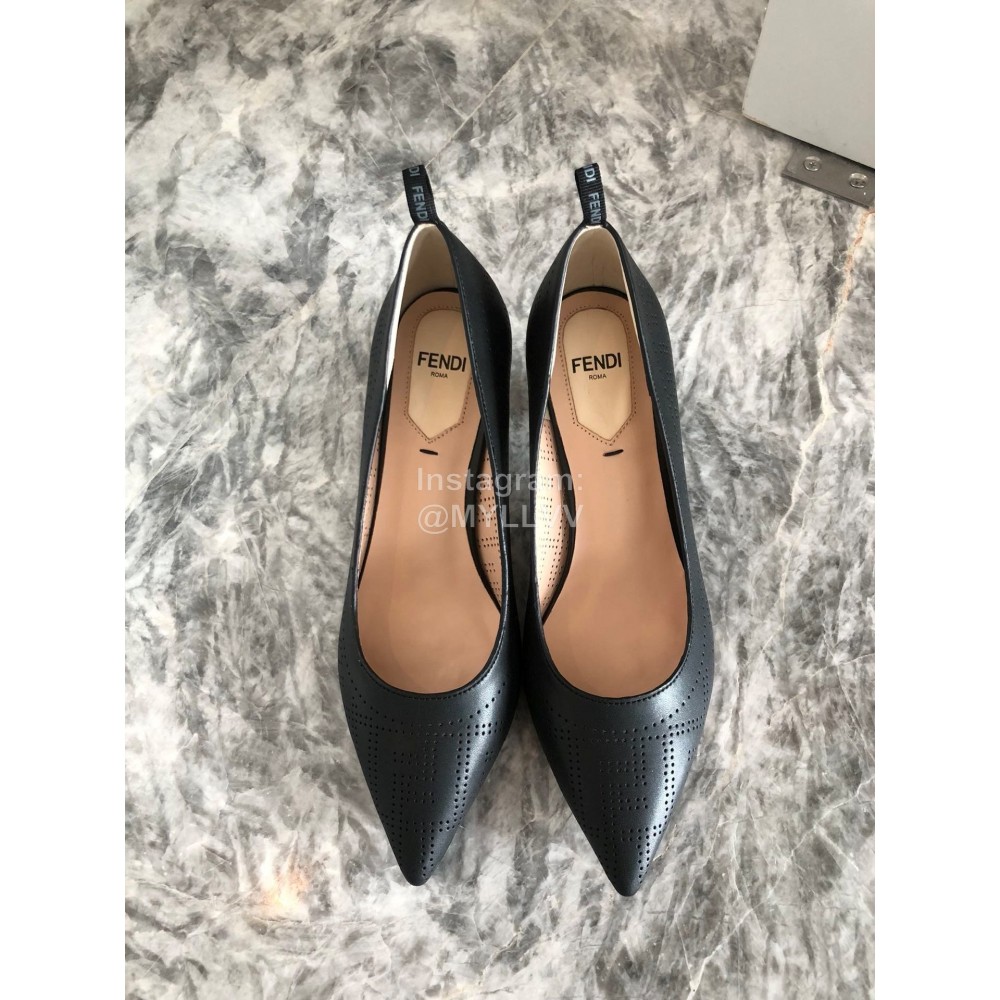 Fendi New Black Calf Leather High Heels For Women 