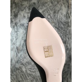Fendi New Black Calf Leather High Heels For Women 