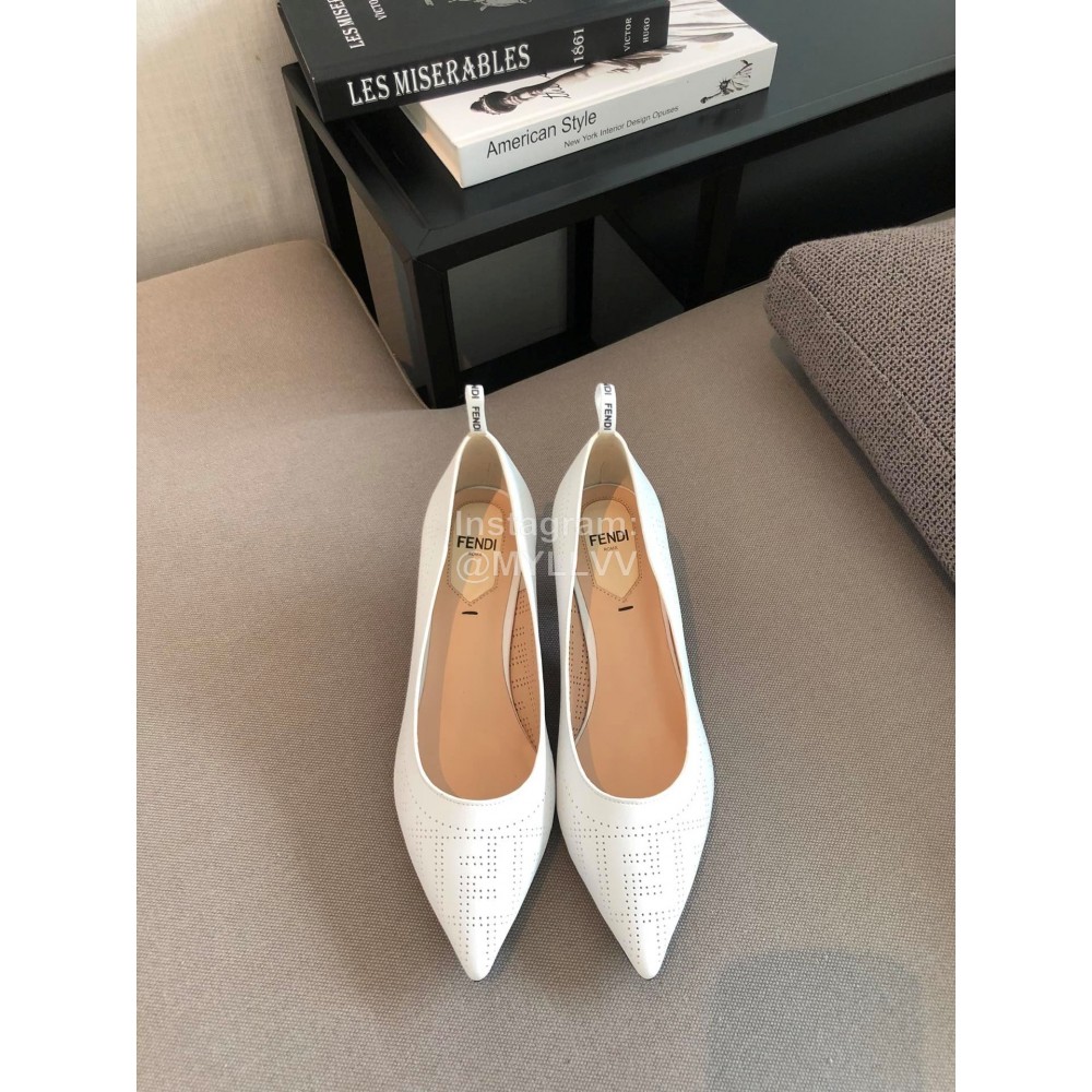 Fendi New White Calf Leather High Heels For Women 