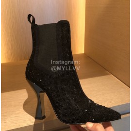 Fendi Fashion Black Shining High Heeled Boots For Women