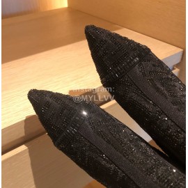 Fendi Fashion Black Shining High Heeled Boots For Women