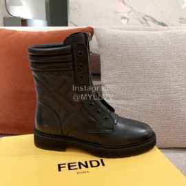 Fendi Autumn And Winter New Leather Boots For Women Black