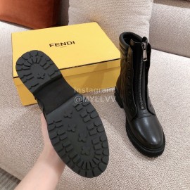 Fendi Autumn And Winter New Leather Boots For Women Black