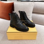 Fendi Autumn And Winter New Black Leather Boots For Women