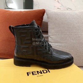 Fendi Autumn And Winter New Black Leather Boots For Women
