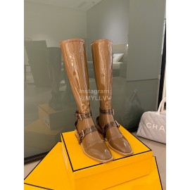 Fendi Fashion Smooth Leather Boots For Women Brown