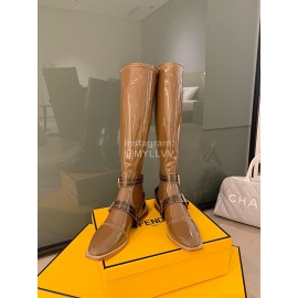 Fendi Fashion Smooth Leather Boots For Women Brown