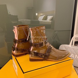 Fendi Fashion Smooth Leather Short Boots For Women Brown