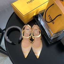 Fendi Spring And Summer New Sheepskin High Heel Sandals For Women Yellow