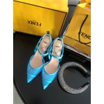 Fendi Spring And Summer New Sheepskin High Heel Sandals For Women Blue