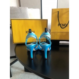 Fendi Spring And Summer New Sheepskin High Heel Sandals For Women Blue