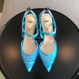 Fendi Spring And Summer New Sheepskin High Heel Sandals For Women Blue