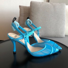 Fendi Spring And Summer New Sheepskin High Heel Sandals For Women Blue