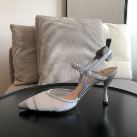 Fendi Spring And Summer New Sheepskin High Heel Sandals For Women White