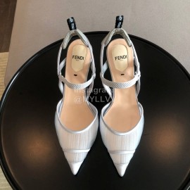 Fendi Spring And Summer New Sheepskin High Heel Sandals For Women White